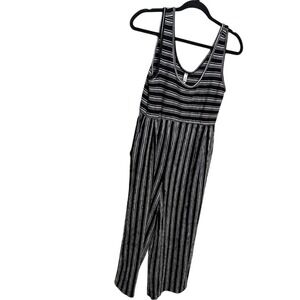 Xhilaration‎ Striped Wide Leg Jumpsuit Black White Sleeveless Boho Casual Large